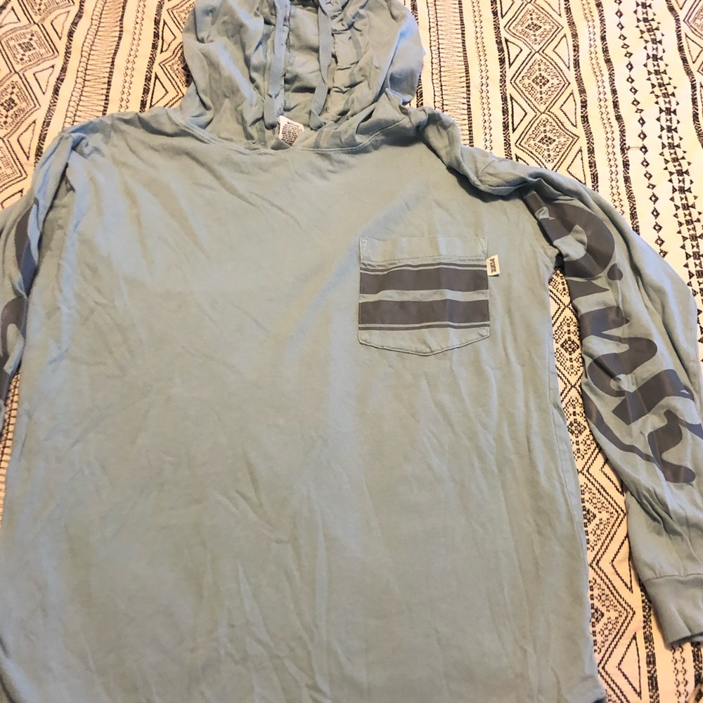 PINK T-shirt Hoodie. Blue. Medium